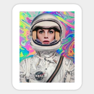 Psychedelic Space Girl Retro Vintage Sticker